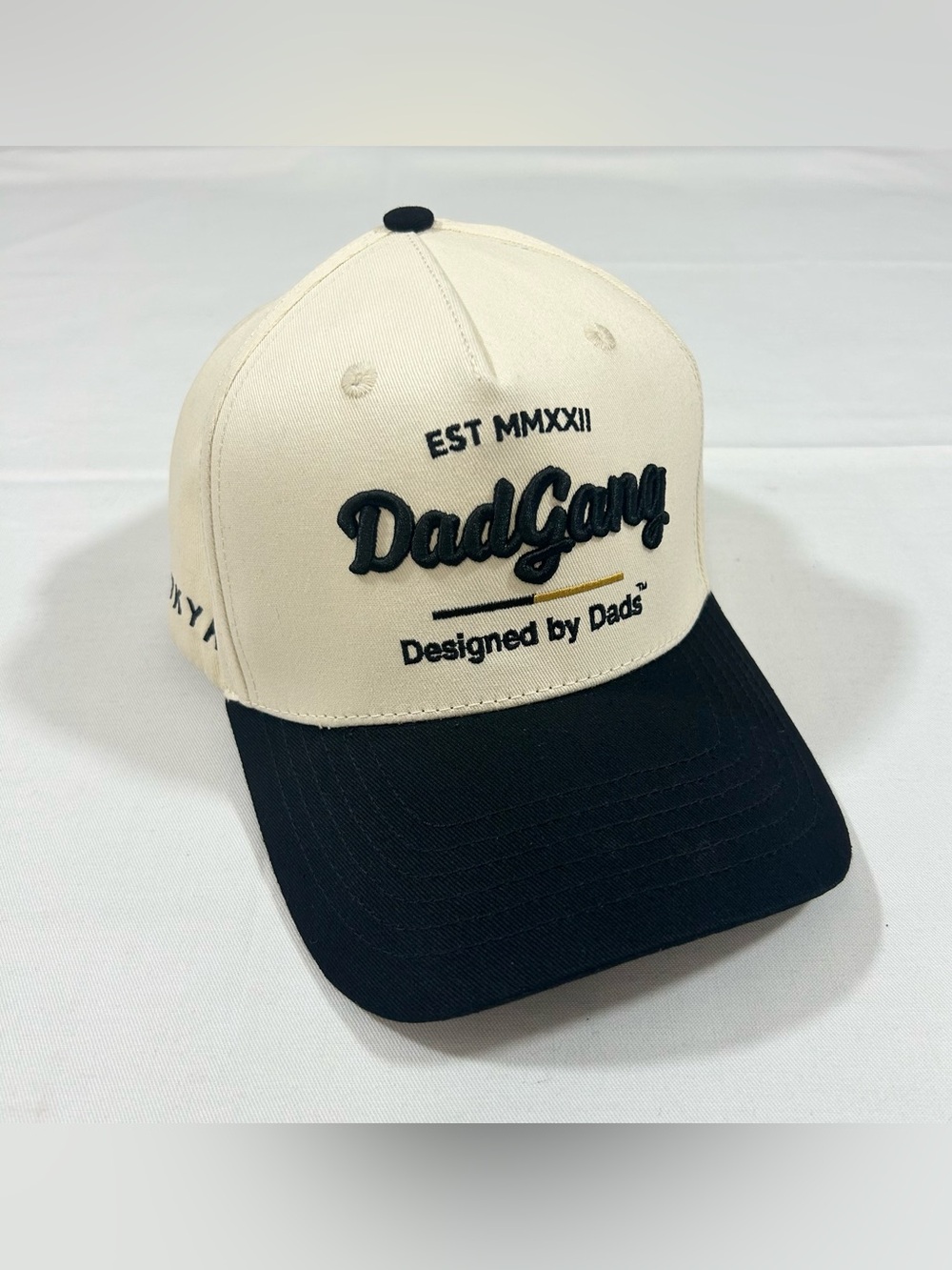 Dad Gang Horsepower Snapback Cap Hat 5-Panel Cream Black IYKYK 100% Cotton EUC